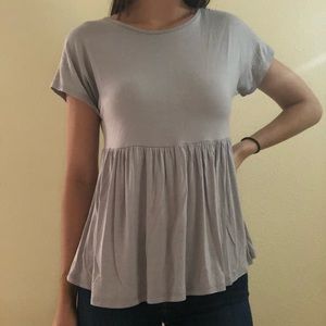 Gray soft flowy babydoll top